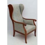 Vintage Retro : a Danish 1930/40's Fritz Hansen  designed wingback armchair with fruitwood show