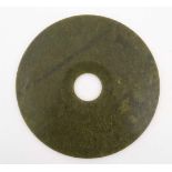 18thC Chinese : A large Imperial Spinach-Green Jade Disc or BI , probably Qianlong Period ( 1736-