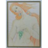 XX French School,
Crayon and pastel,
After Sandro Botticelli , Venus,
22 3/4 x 22 1/2" CONDITION: