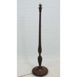 An unusual early 20thC short mahogany standard lamp with turned base 41" high  CONDITION: Please