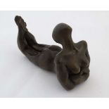 20thC maquette : A bronzed resin figure of  nude female figure 5 3/4" long  CONDITION: Please Note -