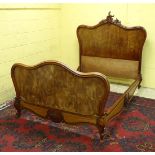 A Louis XV style French Mahogany bed , the side rails with carved Rococo style decoration 52 3/4"