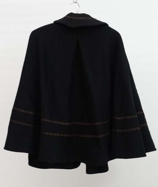 A Ladies black silk, lace and velvet Victorian mourning skirt and jacket together with another black - Image 2 of 9