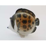 A c1970s large '' Lomonsov '' USSR ceramic fish, bears factory stamp and made in USSR. 7 1/4'' High.