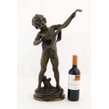 Auguste Moreau (1834 - 1917),
Patinated bronze Sculpture,
' Prelude ' depicting a  young boy with