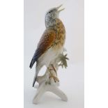 A Karl ENS Volkstedt model of a '' Fieldfare '', bears impressed marks and blue factory stamp to