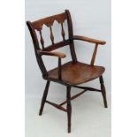 Thames Valley and The Chilterns Windsor Chair : a circa 1850 Windsor open armchair / carver with