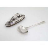 2 silver items ;  A child's spoon hallmarked Birmingham 1935 with Silver Jubilee mark. Maker AJ