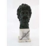 18thC / 19thC Grand Tour,
A cast and patinated bronze,
Head of classical scholar,
mounted upon a