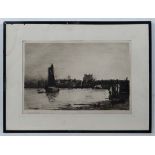 Charles Edward Holloway  (1838 -1897),
Etching
Rochester Castle from the River Medway, Kent,