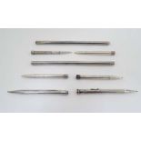 Silver writing implements to include a 2 various Sterling Silver ' Life - Long ' pencils Each approx