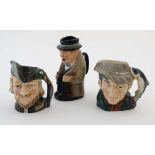 A collection of three Royal Doulton character jugs, to include : '' Winston Churchill '', '' The