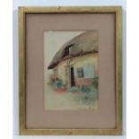 Alfred Montague Rivers(XIX-XX),
Watercolour,
Thatched country cottage,
Signed lower right,
9 1/2 x 6