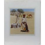 Terence J. Gilbert (B 1946),
Arabian Series signed limited edition print 7/25,
 " Omani by a well" ,