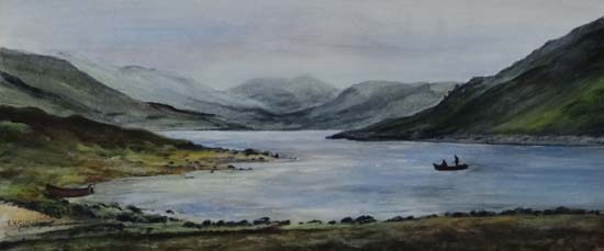 Elizabeth H Gillespie XX Scottish School,
Watercolour,
' View of Turret Dam from bridge ' Fishing in - Image 3 of 4