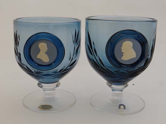 Wedgwood Glass : a Winston Churchill Cameo goblet and a HRH The Prince of Wales goblet , both - Image 7 of 8