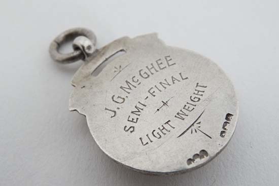A silver fob hallmarked Birmingham 1925 engraved Scottish Inter Divisional Boxing Championship - Image 2 of 2