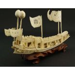 Guangxu Chinese : a carved ivory model of a Qing Dynasty Chinese Emperor's " Pleasure Barge " as
