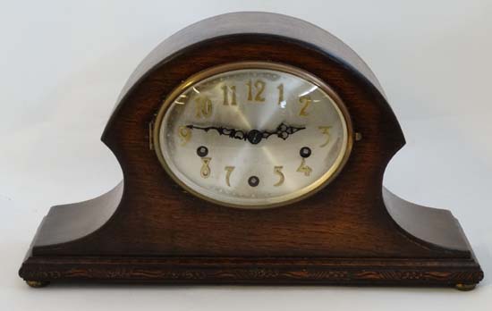 3 train Westminster Mantle clock : an ' AG Haller ' Westminster oak cased ovoid Napoleon Hat - Image 6 of 10