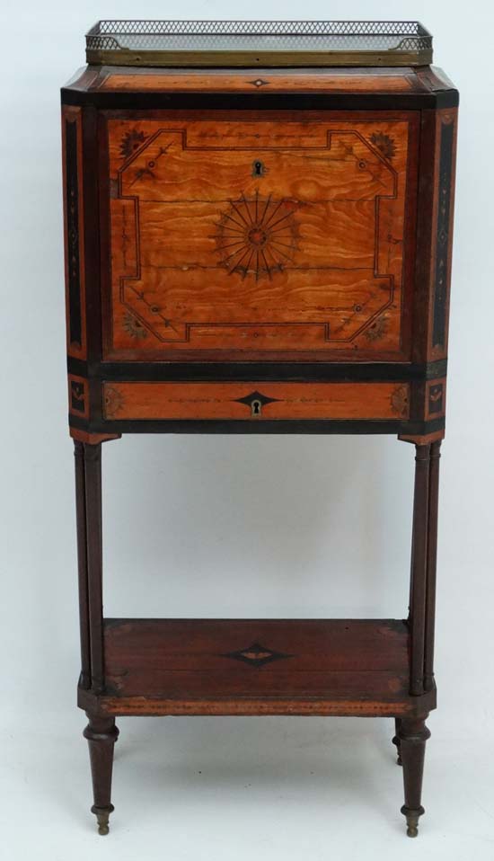 An 18thC Satinwood and mahogany Escritoire ith inlaid inset and butterfly decoration and having a - Image 2 of 6
