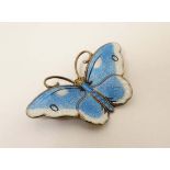 Norwegian Silver : A silver gilt brooch formed as a butterfly with guilloché enamel decoration.
