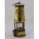 Davy lamp: An Eccles type 6 brass miners safety lamp ' Type 6, the Protector lamp and lighting