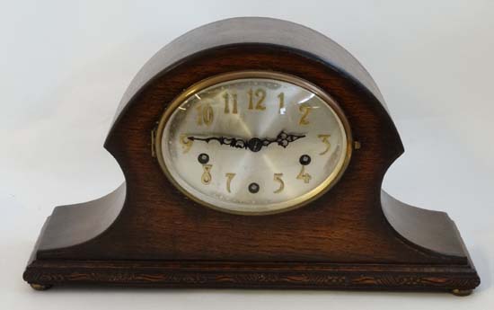 3 train Westminster Mantle clock : an ' AG Haller ' Westminster oak cased ovoid Napoleon Hat - Image 3 of 10