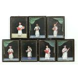 Raj - Indian School c.1900 :  a collection of seven (7) Indian musicians , to include two