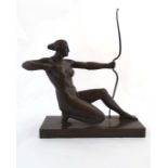 Carl Neuhaus (1881 - ?),
A painted bronze sculpture, 
Art Deco figure of  Diana Queen of the