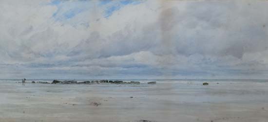 Charles S. Mottram XIX-XX Cornish?,
Watercolour,
Coastal scene with figures on a beach, shipping - Image 7 of 8