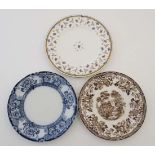 A collection of three ceramic plates, to include a transfer printed  '' Clarice Cliff '' ''