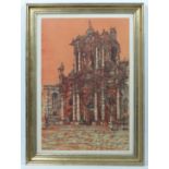 Richard Beer (1928) 
Limited Edition lithograph
' Siracuse 15/100' 9 Cathedral in the Piazza Del