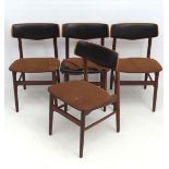 Vintage Retro : a Danish set of 4 dining chairs with 4 turned legs and shaped seat ( and back rail)