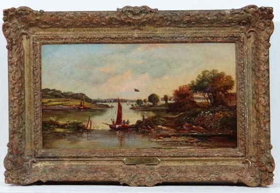 W J Horlor (XIX) Norfolk School
Oil on canvas
' On the Yare '
Monogrammed lower left and labelled