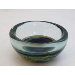 Mdina glass : A Maltese Michael Harris 1960/70's designed Blue Crystal like sand and sea bowl, 2 3/