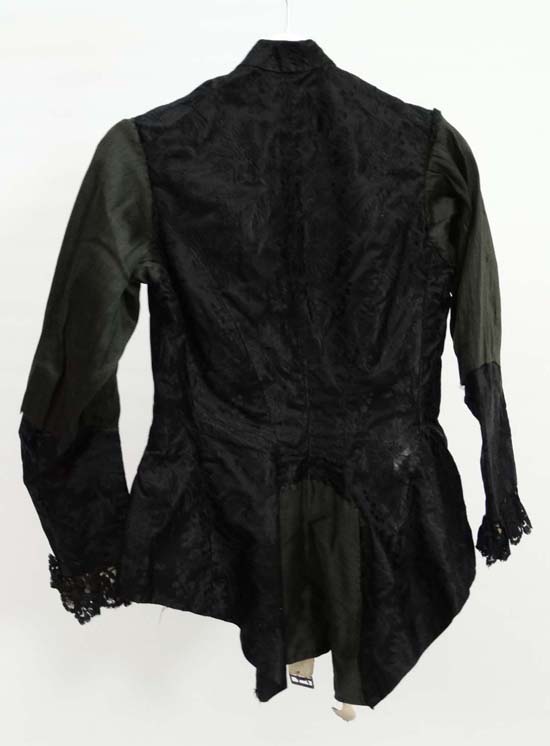 A Ladies black silk, lace and velvet Victorian mourning skirt and jacket together with another black - Image 3 of 9