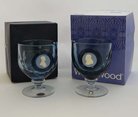 Wedgwood Glass : a Winston Churchill Cameo goblet and a HRH The Prince of Wales goblet , both - Image 3 of 8