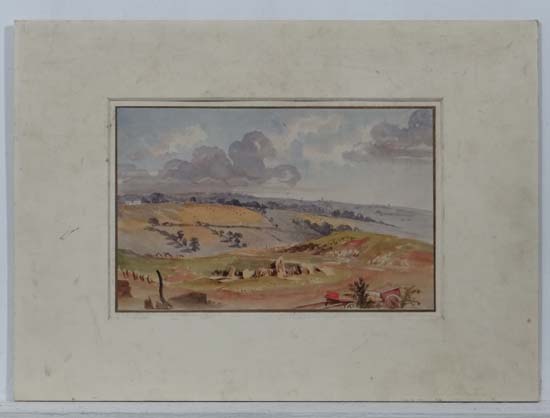 Attributed to Thomas Lound
Watercolour
Extensive hilly landscape
9 x 13 3/4"

 CONDITION: Please