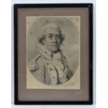 Militaria : After Johann Eckstein, a  framed monochrome print depicting Sir Archibald Dalzel ,