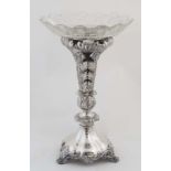 A large Victorian silver plated table centre  piece  with acanthus and C-scroll decoration and cut