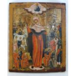Russian icon : a 19thC ( pre 1880 ) large hand painted religious icon from The Eastern Orthodox