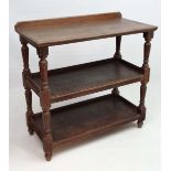 An 18thC / 19thC  oak 3 tier buffet   41 1/2" high x 41 3/4" wide x 20 1/2" deep  CONDITION: