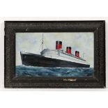 ASB '57,
Oil on board,
Cunard- White Star line RMS Queen Mary (in service 1936-1967),
Initialled and