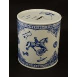 An '' Edwardian Childhood '' Blue and white '' Spode '' money box, the whole decorated with images