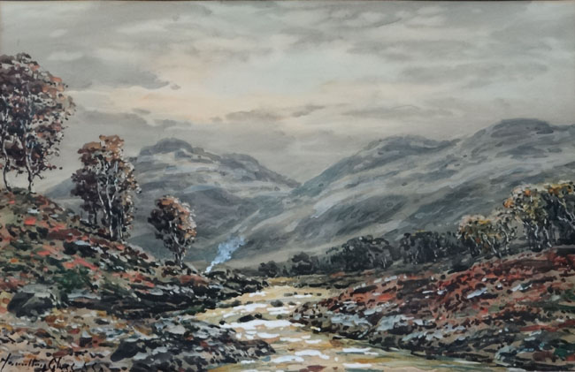 John Hamilton Glass (Active 1890-1925),
Watercolour and gouache,
Scottish Highland view, ' Glen - Image 4 of 8