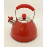 Vintage Retro : a red enamel  and plastic ' Eurohike Stainless steel Quality Cookware ' stove top