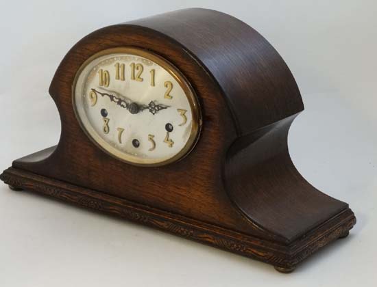 3 train Westminster Mantle clock : an ' AG Haller ' Westminster oak cased ovoid Napoleon Hat - Image 7 of 10