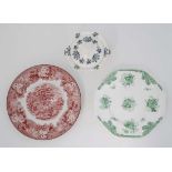 A quantity of ceramics to include : A c1835 Copeland & Garret  green and white transfer printed