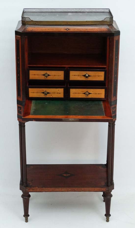 An 18thC Satinwood and mahogany Escritoire ith inlaid inset and butterfly decoration and having a - Image 3 of 6