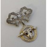 Royal Antediluvian Order of Buffaloes : A  silver  / silver gilt corsage brooch engraved R.A.O.B